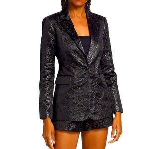 Alice + Olivia Donald Shorts in Black Embossed Floral Pattern size 14 NWT